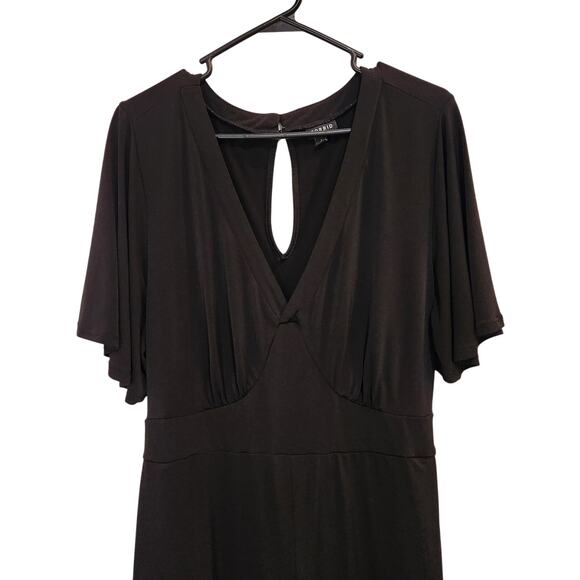 Torrid Black Tie Waist Wide Leg V-Neck Challis Flutter Sleeve Jumpsuit Size 2X - Picture 5 of 11